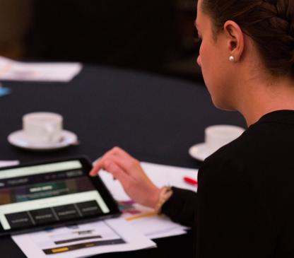 woman using ipad